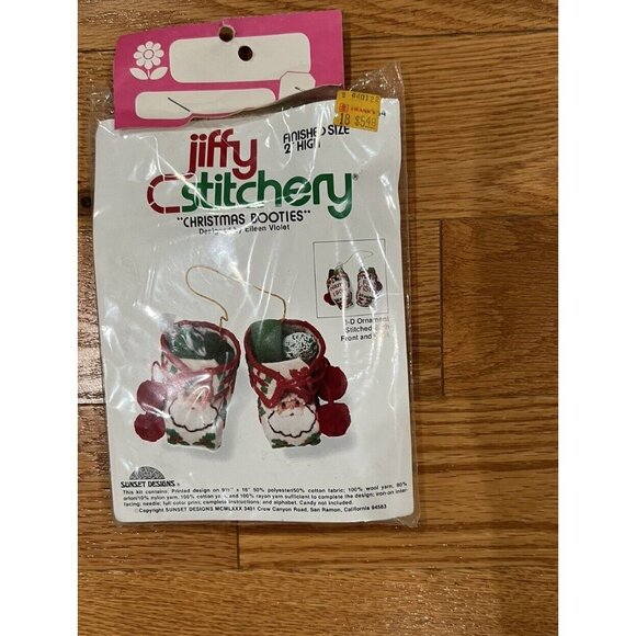 Vintage Jiffy Stitchery Christmas Booties 3-D Ornaments - Picture 1 of 3